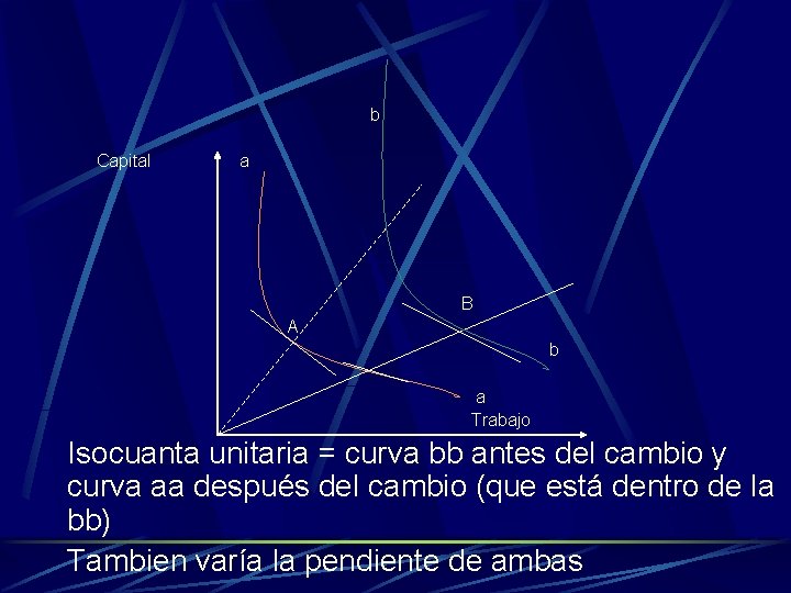 b Capital a B A b a Trabajo Isocuanta unitaria = curva bb antes