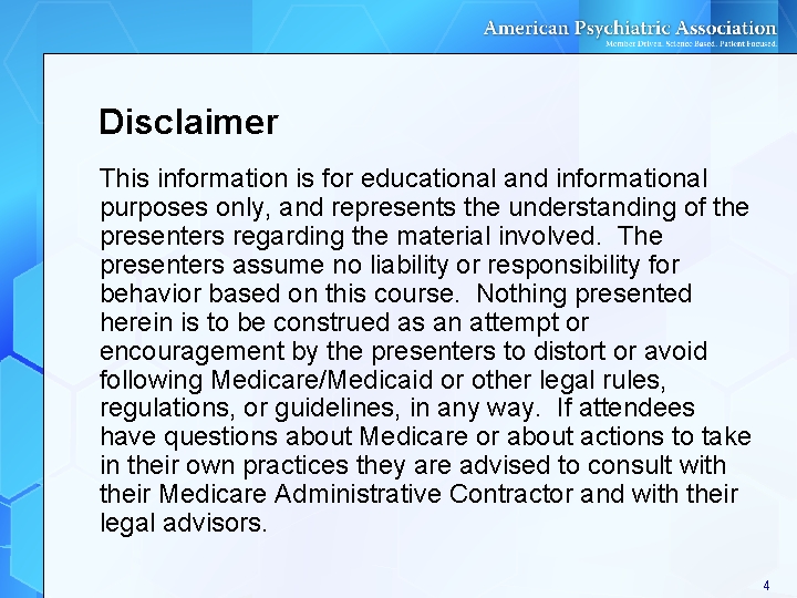 Disclaimer This information is for educational and informational purposes only, and represents the understanding Disclaimer This information is for educational and informational purposes only, and represents the understanding