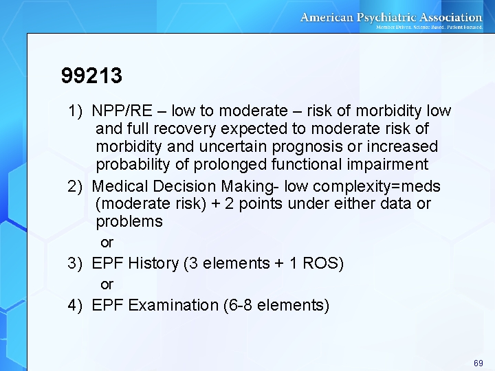 99213 1) NPP/RE – low to moderate – risk of morbidity low and full 99213 1) NPP/RE – low to moderate – risk of morbidity low and full