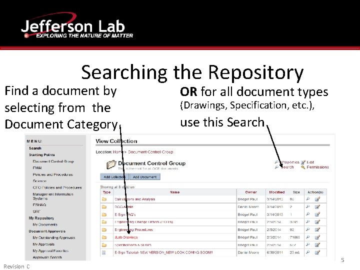 Searching the Repository Find a document by selecting from the Document Category Revision C Searching the Repository Find a document by selecting from the Document Category Revision C