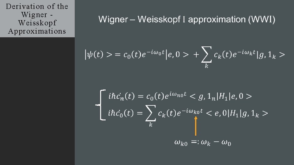Derivation of the Wigner Weisskopf Approximations 