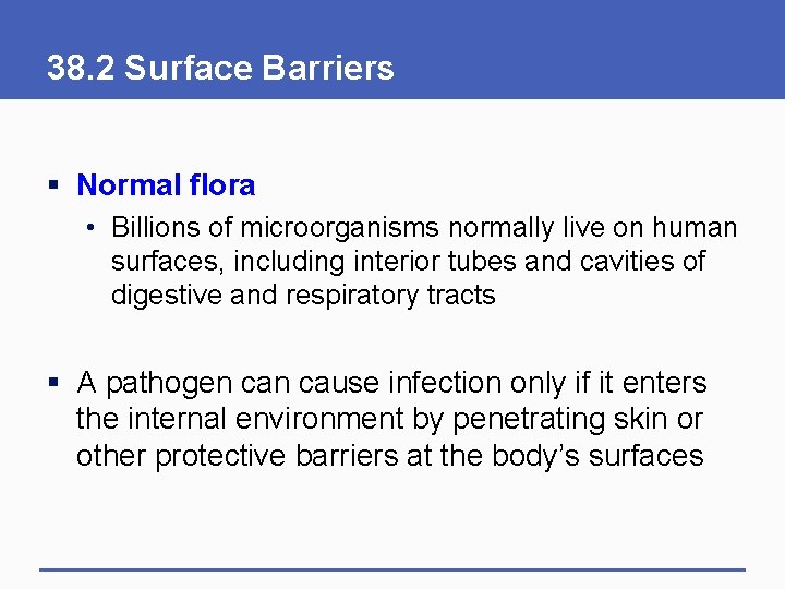 38. 2 Surface Barriers § Normal flora • Billions of microorganisms normally live on 38. 2 Surface Barriers § Normal flora • Billions of microorganisms normally live on