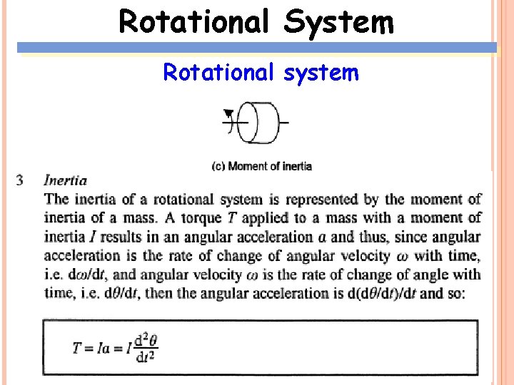 Rotational System Rotational system 