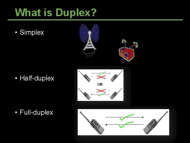 What is Duplex? • Simplex • Half-duplex • Full-duplex What is Duplex? • Simplex • Half-duplex • Full-duplex