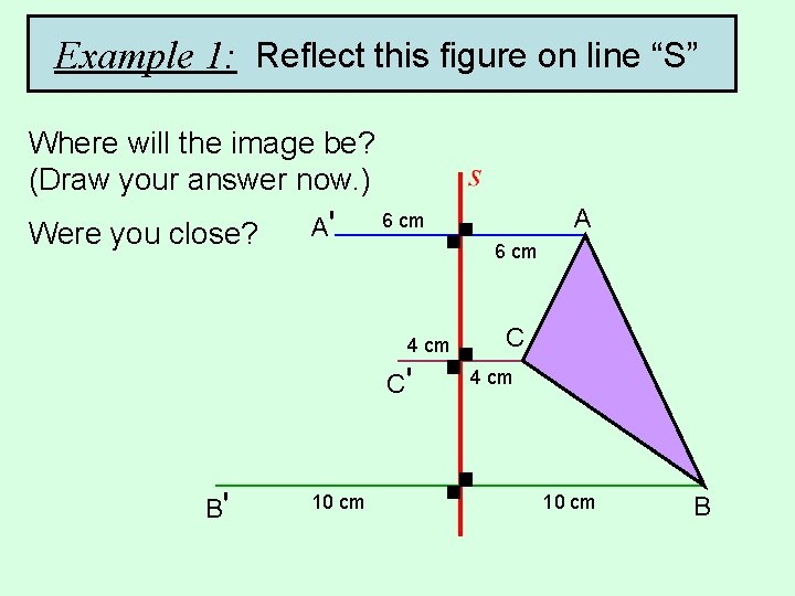 Example 1: Reflect this figure on line “S” Where will the image be? (Draw