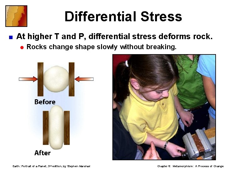 Differential Stress < At higher T and P, differential stress deforms rock. = Rocks