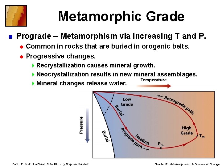 Metamorphic Grade < Prograde – Metamorphism via increasing T and P. = Common in