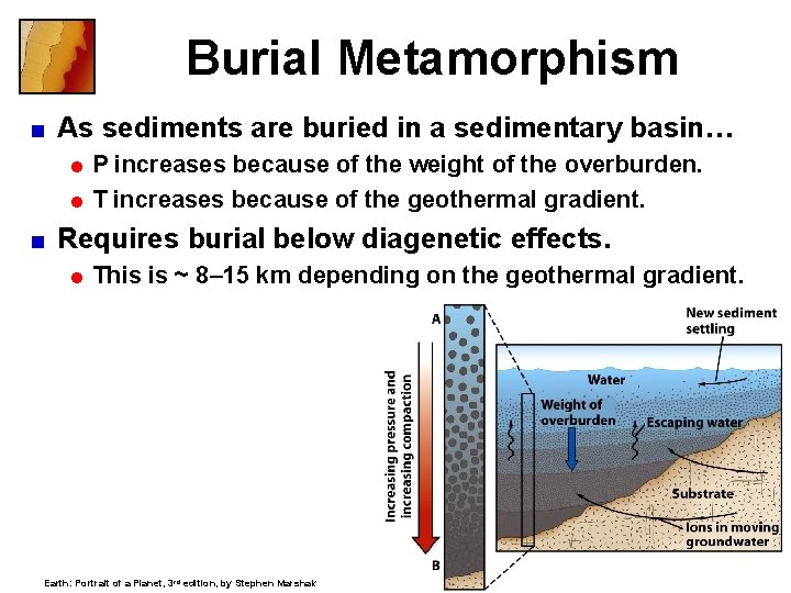 Burial Metamorphism < As sediments are buried in a sedimentary basin… =P increases because