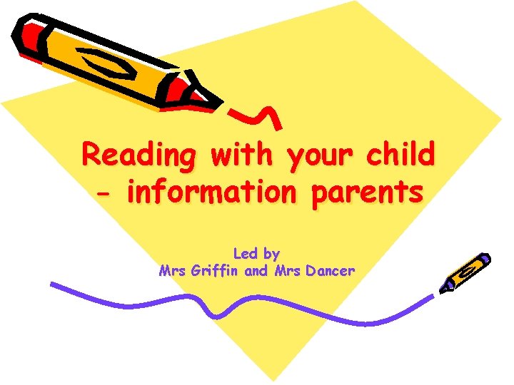 Reading with your child - information parents Led by Mrs Griffin and Mrs Dancer
