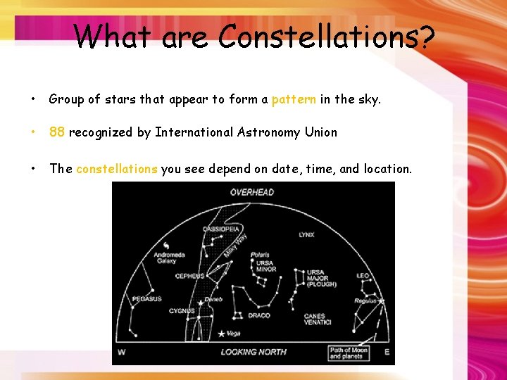 What are Constellations? • Group of stars that appear to form a pattern in