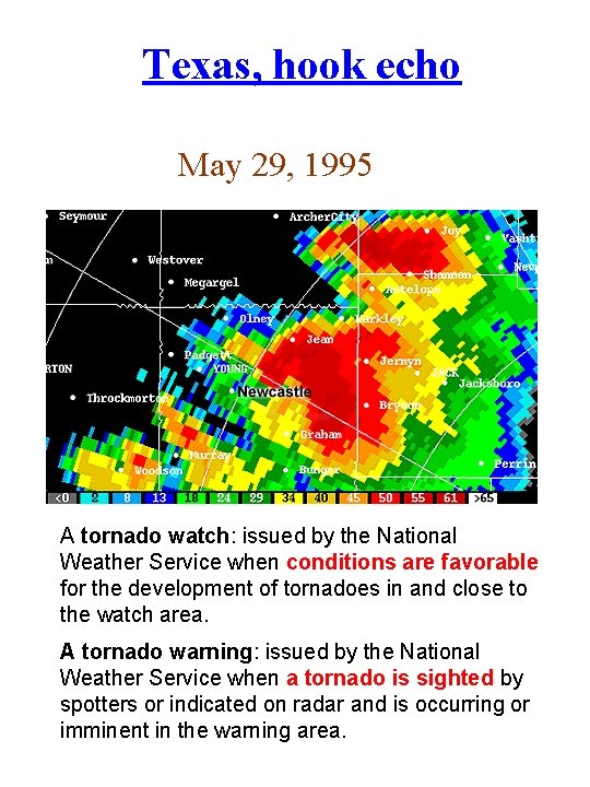 Texas, hook echo May 29, 1995 A tornado watch: issued by the National Weather