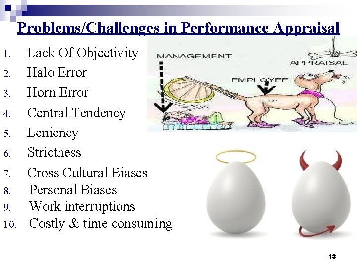 Problems/Challenges in Performance Appraisal 1. 2. 3. 4. 5. 6. 7. 8. 9. 10.