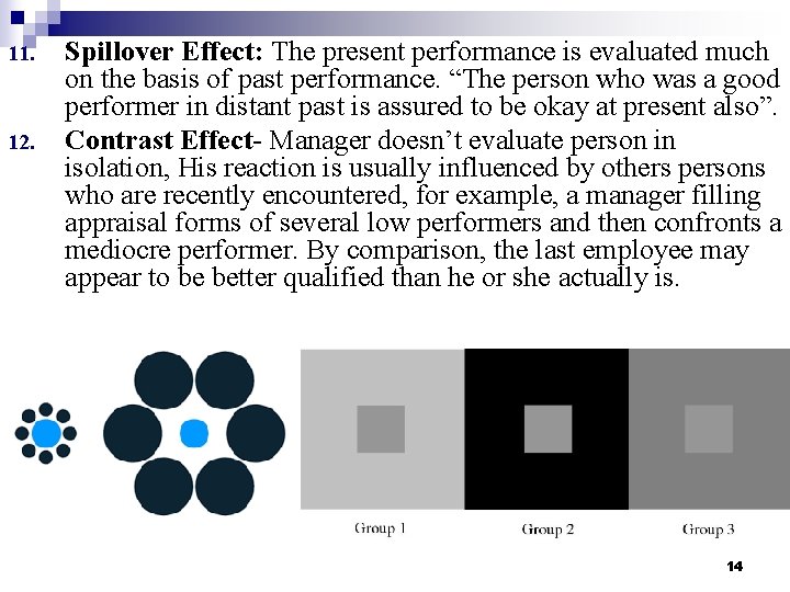 11. 12. Spillover Effect: The present performance is evaluated much on the basis of