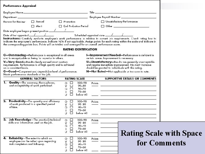 Rating Scale with Space for Comments 20 