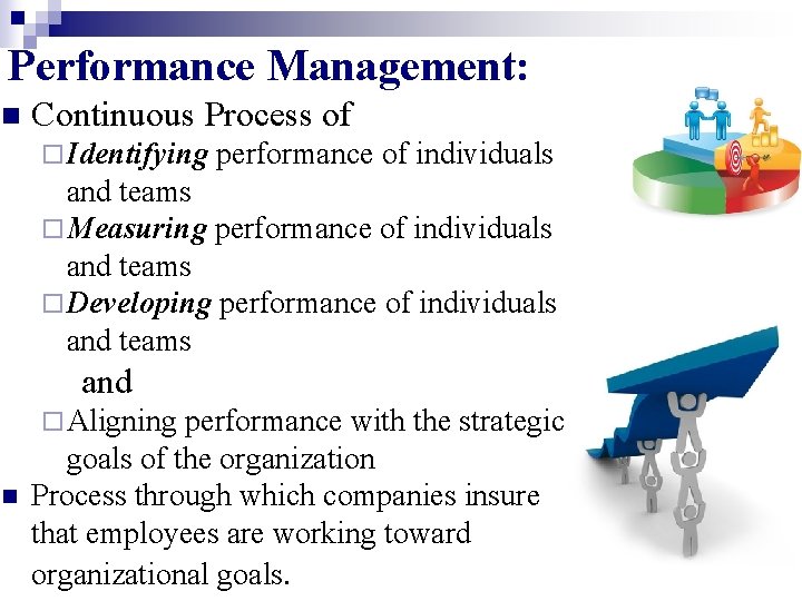 Performance Management: n Continuous Process of ¨ Identifying performance of individuals and teams ¨