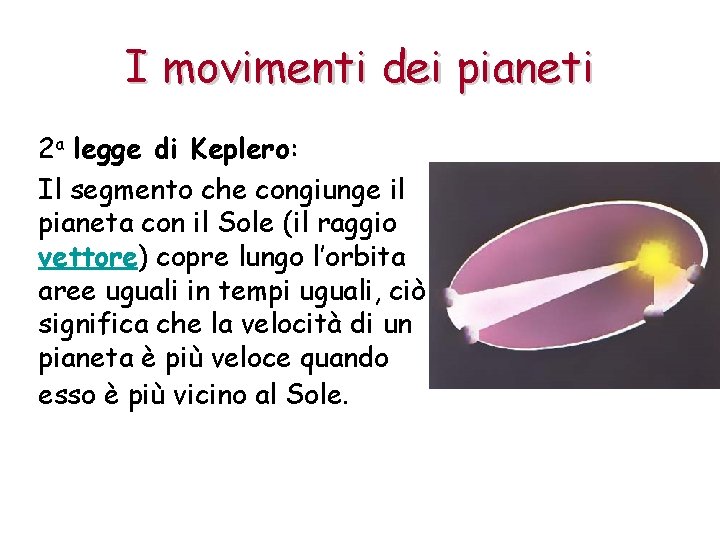 I movimenti dei pianeti 2 a legge di Keplero: Il segmento che congiunge il