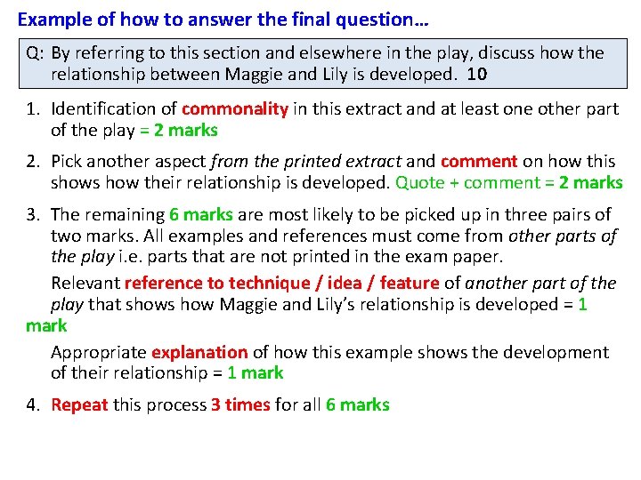 Example of how to answer the final question… Q: By referring to this section