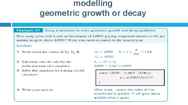 modelling geometric growth or decay 