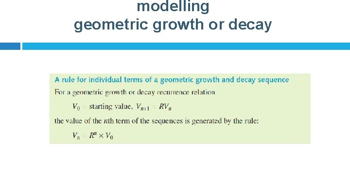 modelling geometric growth or decay 