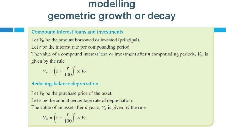 modelling geometric growth or decay 