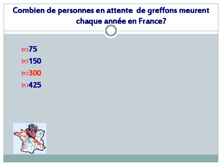 Combien de personnes en attente de greffons meurent chaque année en France? 75 150