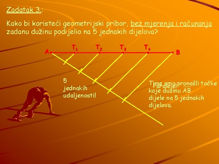 Zadatak 3. : Kako bi koristeći geometrijski pribor, bez mjerenja i računanja zadanu dužinu