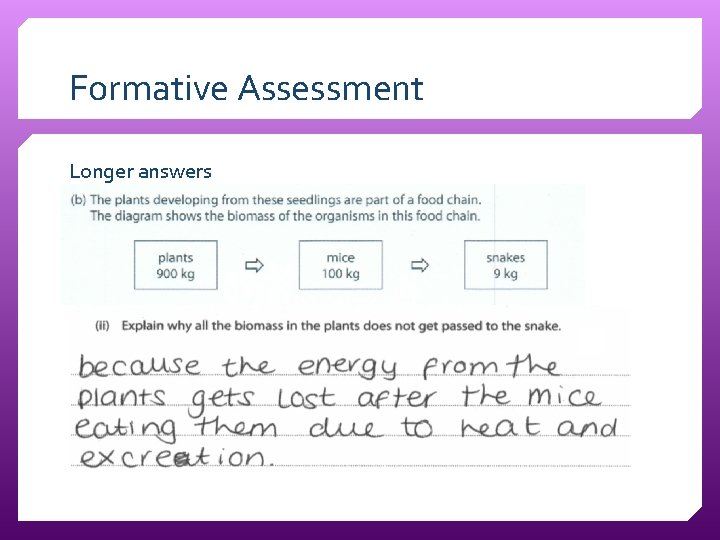 Formative Assessment Longer answers 
