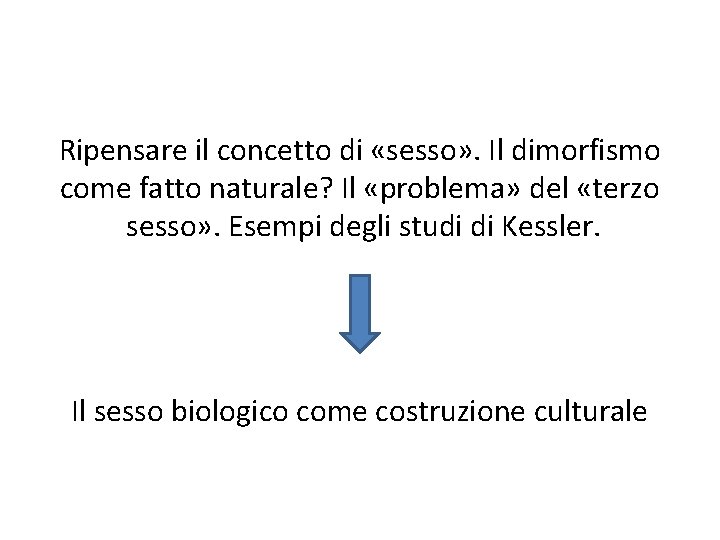 Ripensare il concetto di «sesso» . Il dimorfismo come fatto naturale? Il «problema» del