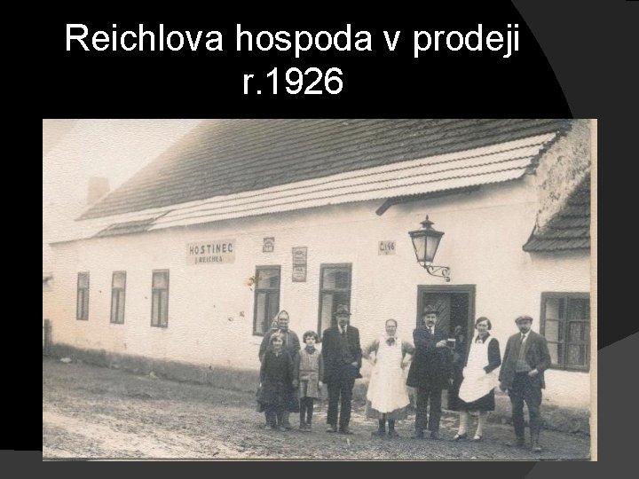 Reichlova hospoda v prodeji r. 1926 