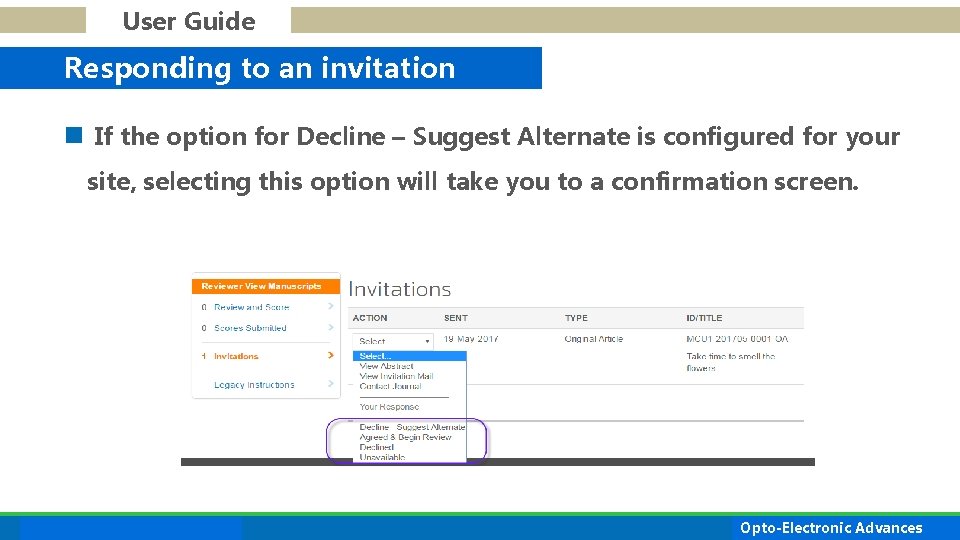 User Guide Responding to an invitation n If the option for Decline – Suggest