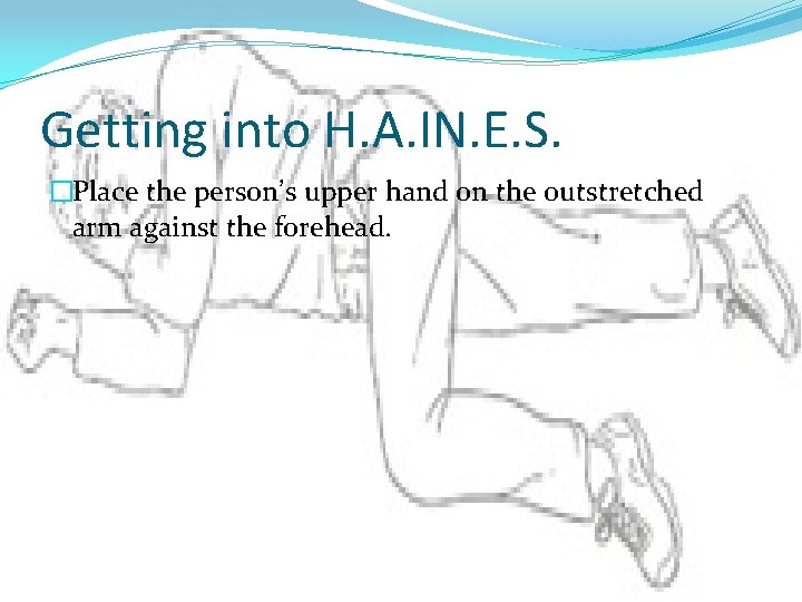 Getting into H. A. IN. E. S. �Place the person’s upper hand on the Getting into H. A. IN. E. S. �Place the person’s upper hand on the