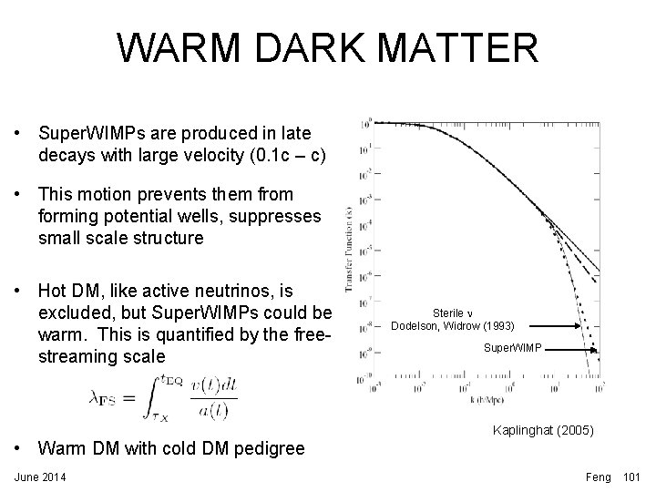 WARM DARK MATTER • Super. WIMPs are produced in late decays with large velocity WARM DARK MATTER • Super. WIMPs are produced in late decays with large velocity