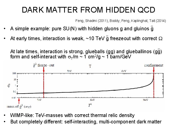 DARK MATTER FROM HIDDEN QCD Feng, Shadmi (2011), Boddy, Feng, Kaplinghat, Tait (2014) • DARK MATTER FROM HIDDEN QCD Feng, Shadmi (2011), Boddy, Feng, Kaplinghat, Tait (2014) •
