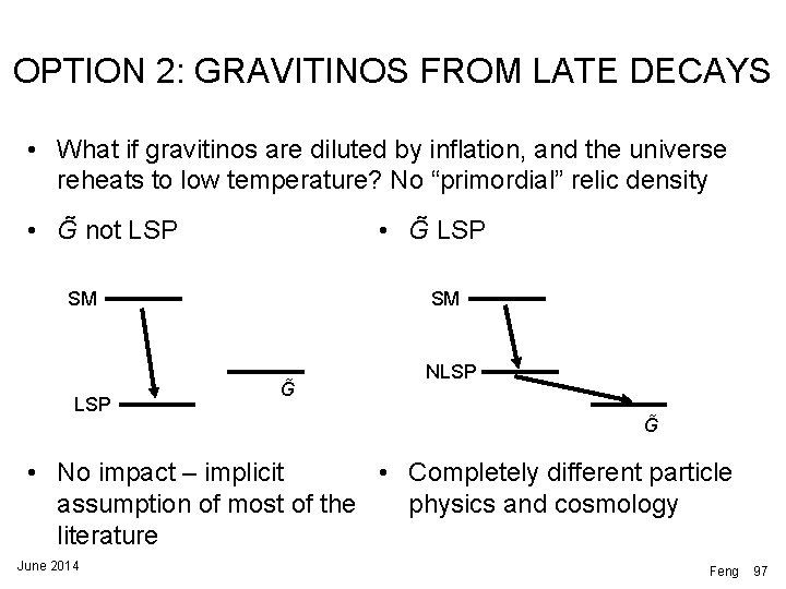 OPTION 2: GRAVITINOS FROM LATE DECAYS • What if gravitinos are diluted by inflation, OPTION 2: GRAVITINOS FROM LATE DECAYS • What if gravitinos are diluted by inflation,