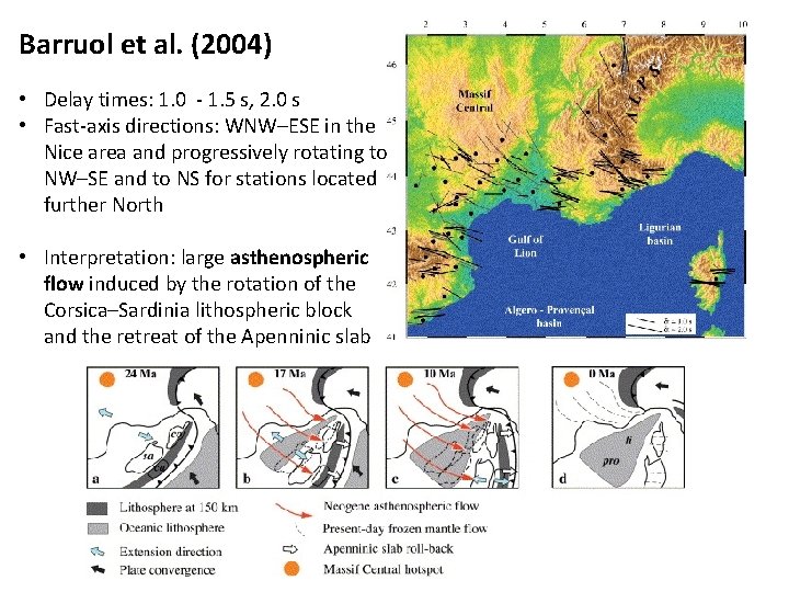 Barruol et al. (2004) • Delay times: 1. 0 - 1. 5 s, 2.