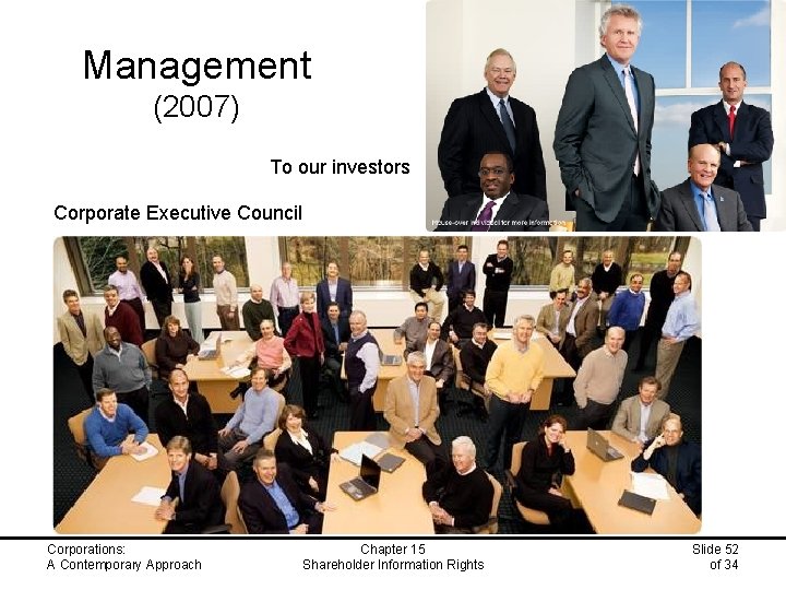 Management (2007) To our investors Corporate Executive Council Corporations: A Contemporary Approach Chapter 15