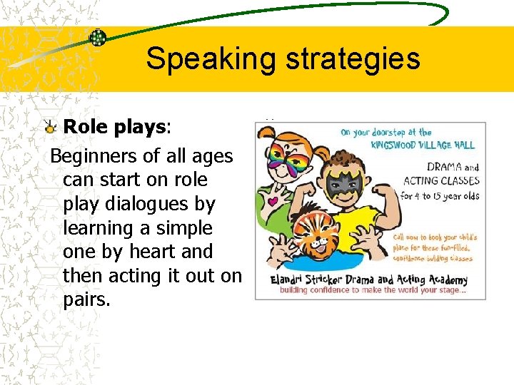 Speaking strategies Role plays: Beginners of all ages can start on role play dialogues Speaking strategies Role plays: Beginners of all ages can start on role play dialogues
