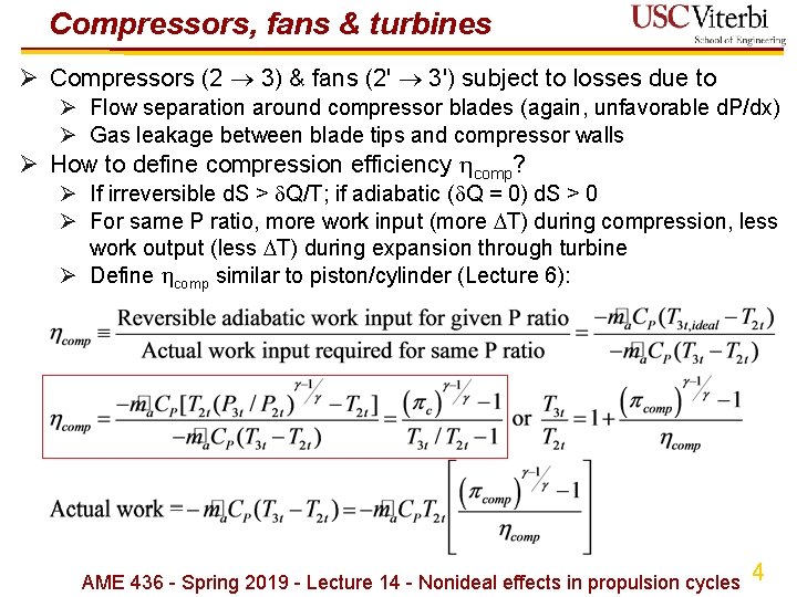 Compressors, fans & turbines Ø Compressors (2 3) & fans (2' 3') subject to