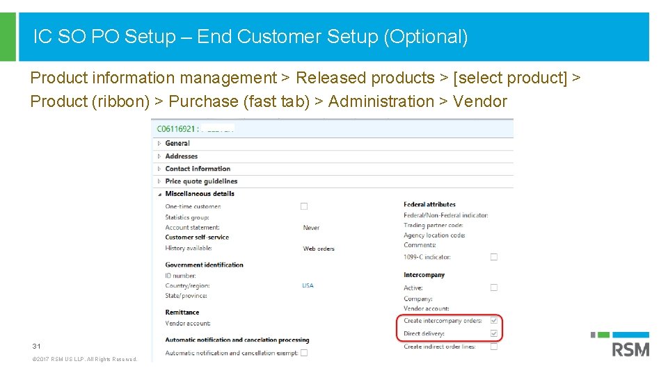 IC SO PO Setup – End Customer Setup (Optional) Product information management > Released