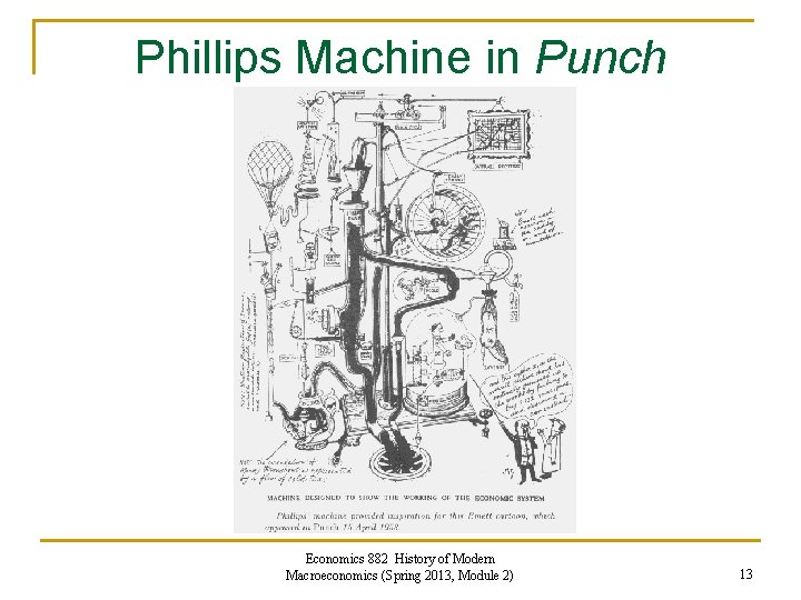 Phillips Machine in Punch Economics 882 History of Modern Macroeconomics (Spring 2013, Module 2)