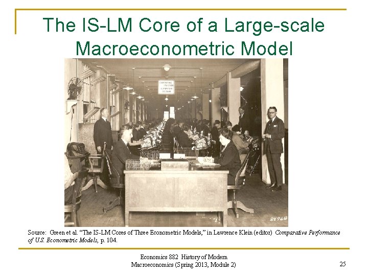 The IS-LM Core of a Large-scale Macroeconometric Model Source: Green et al. “The IS-LM