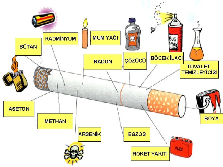 KADMİNYUM MUM YAĞI BÜTAN RADON ÇÖZÜCÜ BÖCEK İLACI TUVALET TEMİZLEYİCİSİ ASETON BOYA METHAN ARSENİK