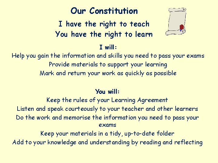 Our Constitution I have the right to teach You have the right to learn