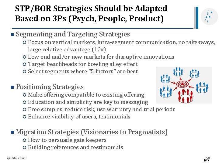 STP/BOR Strategies Should be Adapted Based on 3 Ps (Psych, People, Product) n Segmenting