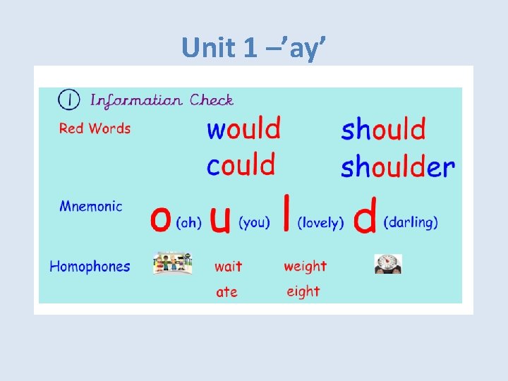 Unit 1 –’ay’ 