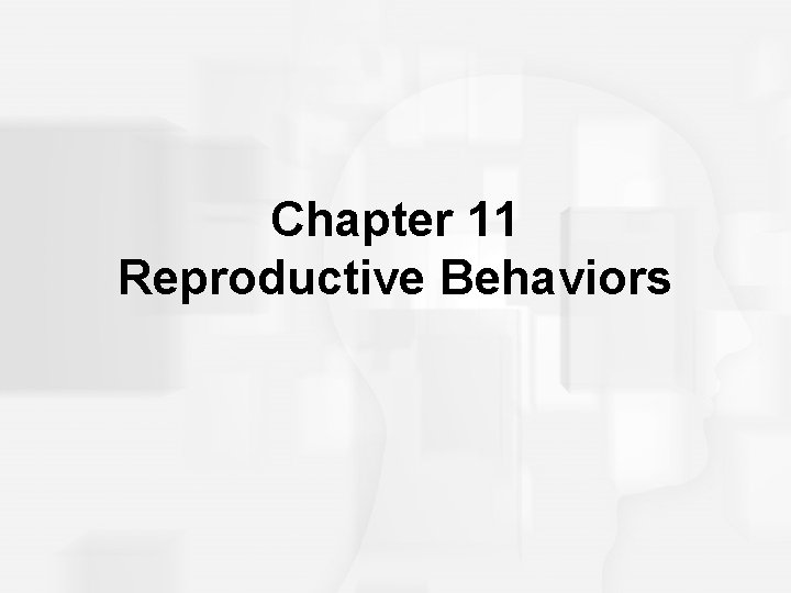 Chapter 11 Reproductive Behaviors 