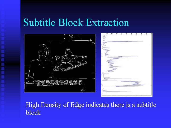 Subtitle Block Extraction High Density of Edge indicates there is a subtitle block 
