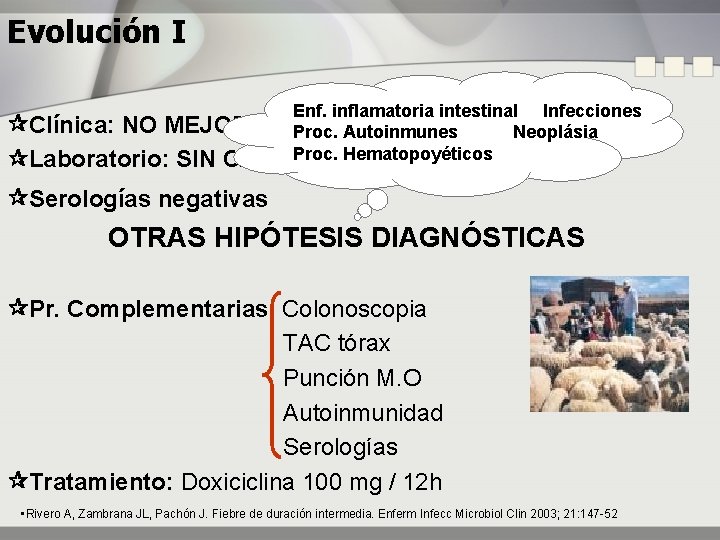 Evolución I Enf. inflamatoria intestinal Infecciones Clínica: NO MEJORA. Eritema en tronco y extremidades