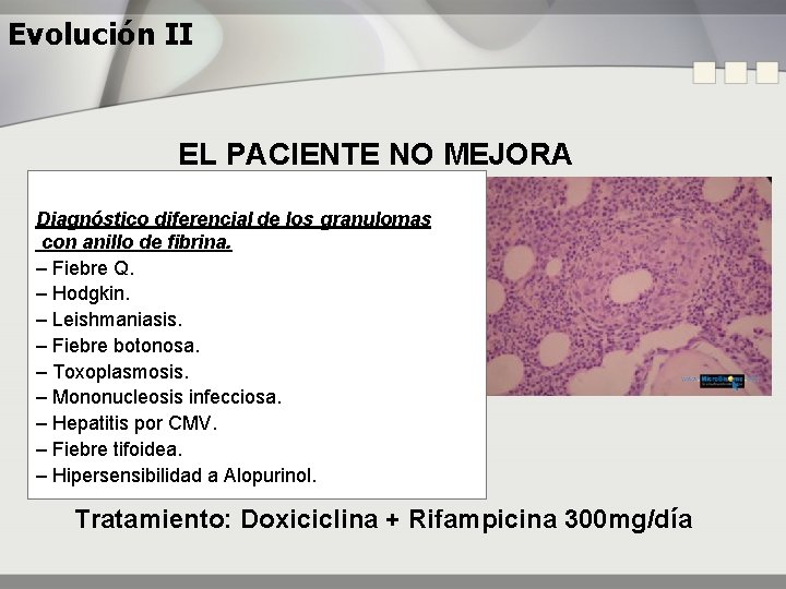 Evolución II EL PACIENTE NO MEJORA Diagnóstico diferencial de los granulomas con anillo de