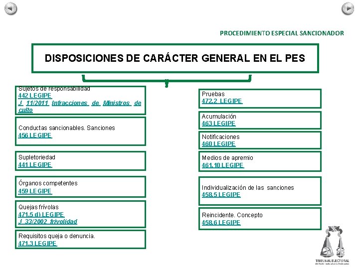 PROCEDIMIENTO ESPECIAL SANCIONADOR DISPOSICIONES DE CARÁCTER GENERAL EN EL PES Sujetos de responsabilidad 442